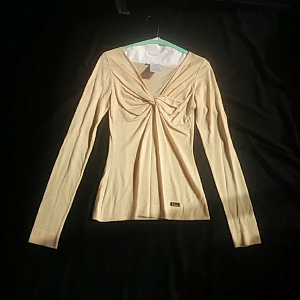 CHRISTIAN DIOR BLUSH CASHMERE/SILK/WOOL BLOUSE 2-6